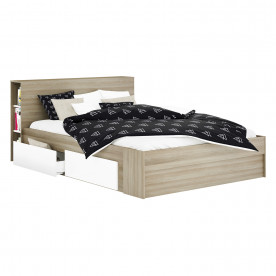 IDEA Многофункциональная кровать 140x200 STORAGE дуб/жемчужно-белый