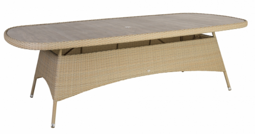 Стол обеденный из техноротанга Alexander Rose TEA- RICHMOND TABLE 2.5M x 1.1M WITH TIMBER EFFECT SLABS