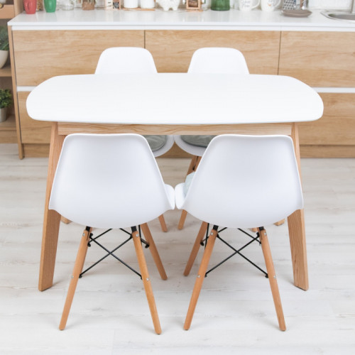 Кухонный комплект Ont- Винцензо 120 белый прямоугольный стол + 4 Стула Classic (Осако)