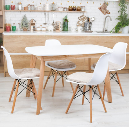 Кухонный комплект Ont- Винцензо 120 белый прямоугольный стол + 4 Стула Classic (Осако)