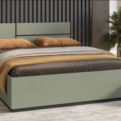 Кровать двуспальная Helvetia CROSS S (дымчатый зеленый/черный)