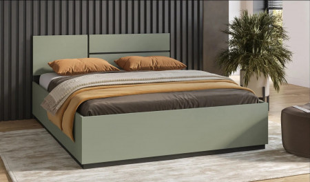 Кровать двуспальная Helvetia CROSS S (дымчатый зеленый/черный)