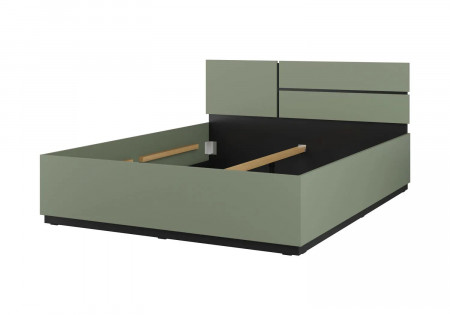 Кровать двуспальная Helvetia CROSS S (дымчатый зеленый/черный)