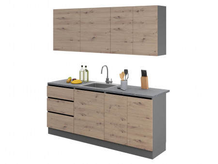 Кухня EMB- Asti ( Асти) 2 метра Графит/ Дуб Артизан