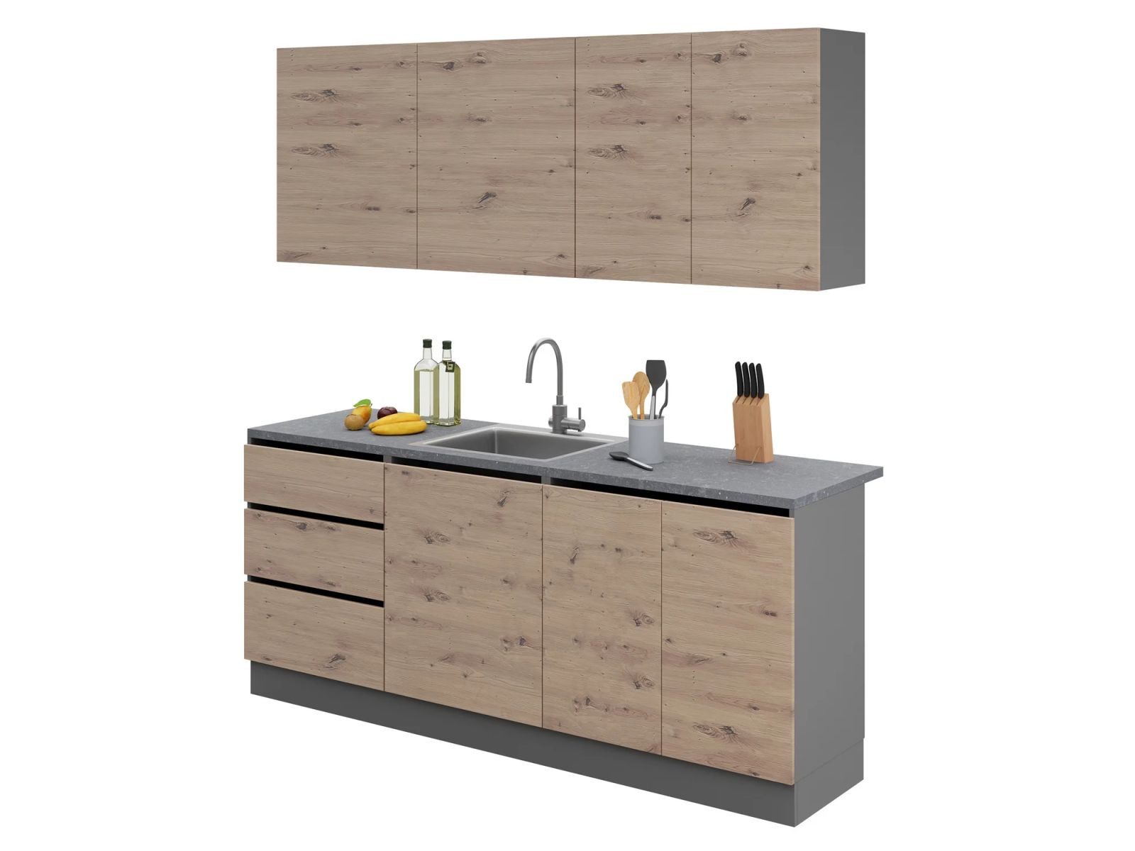 Кухня EMB- Asti ( Асти) 2 метра Графит/ Дуб Артизан