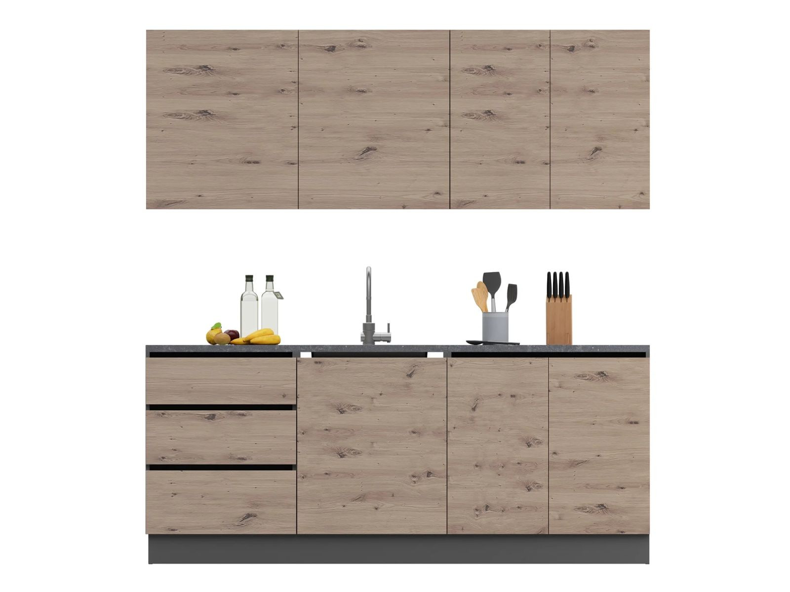 Кухня EMB- Asti ( Асти) 2 метра Графит/ Дуб Артизан