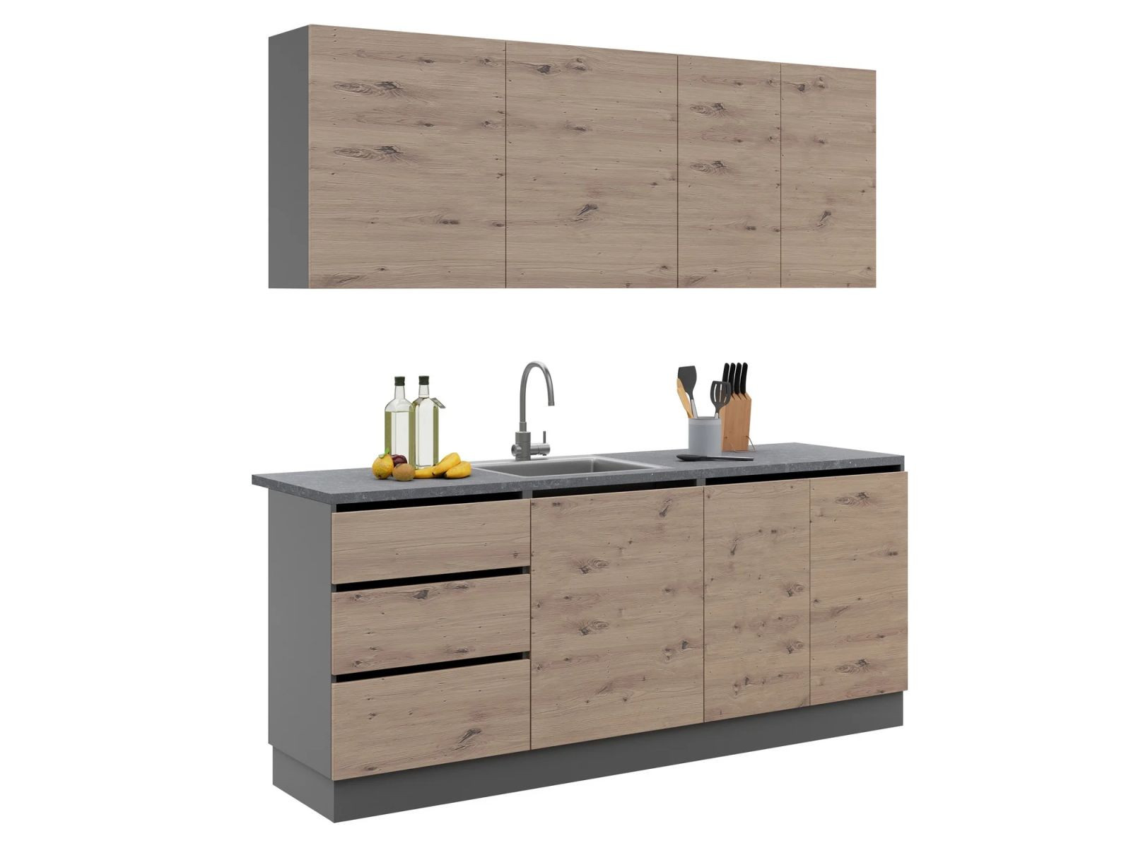Кухня EMB- Asti ( Асти) 2 метра Графит/ Дуб Артизан