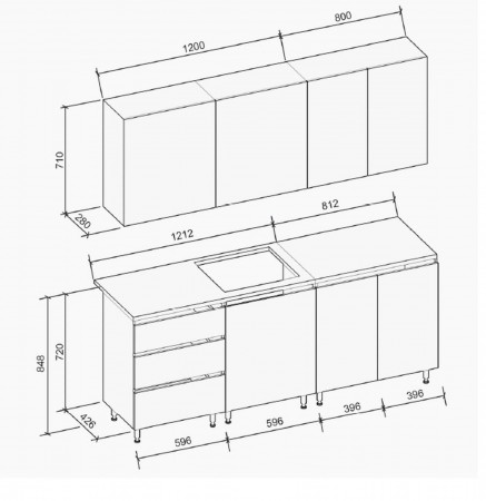 Кухня EMB- Asti ( Асти) 2 метра Графит/ Дуб Артизан