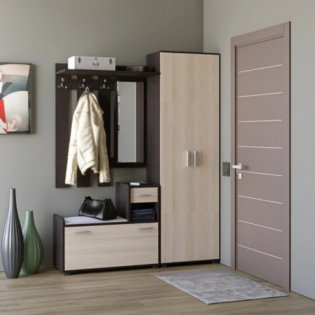 Прихожая + Шкаф ШП-1 EVR- Тандем венге + дуб молочный