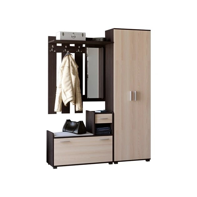 Прихожая + Шкаф ШП-1 EVR- Тандем венге + дуб молочный