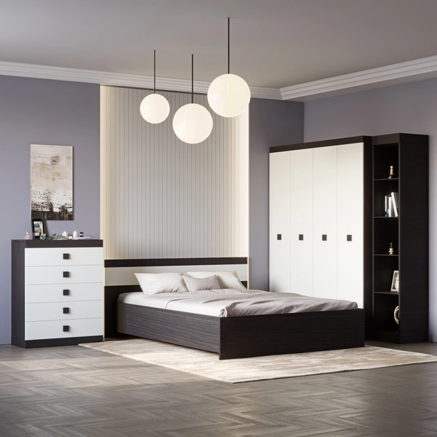 Спальня (модульная) EVR- Соната-2 венге темный  + фасад белый