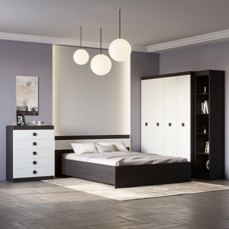Спальня (модульная) EVR- Соната-2 венге темный  + фасад белый