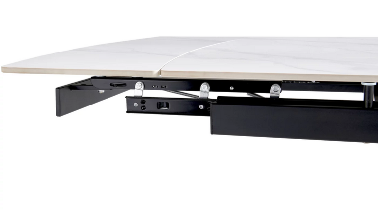 Стол раскладной CRV- Alba,Pure white ceramic top black base, 140 см