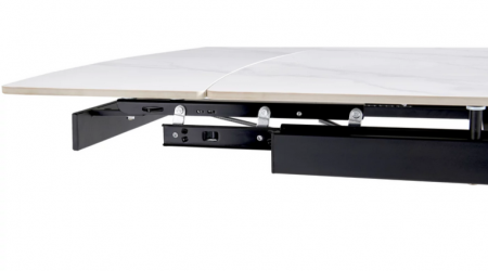 Стол раскладной CRV- Alba,Pure white ceramic top black base, 140 см