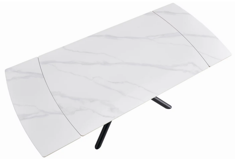 Стол раскладной CRV- Alba,Pure white ceramic top black base, 140 см