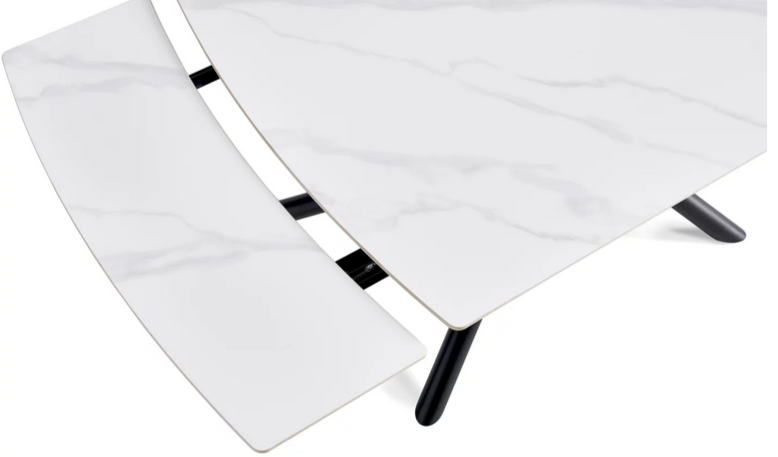 Стол раскладной CRV- Alba,Pure white ceramic top black base, 140 см