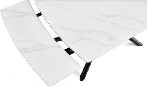Стол раскладной CRV- Alba,Pure white ceramic top black base, 140 см