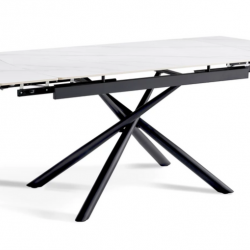 Стол раскладной CRV- Alba,Pure white ceramic top black base, 140 см