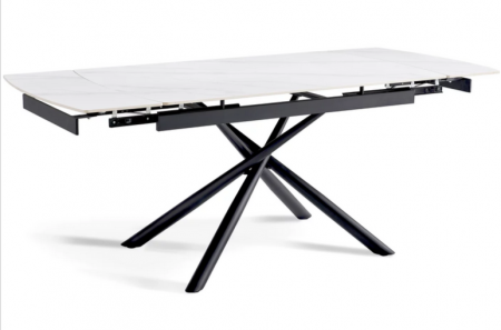 Стол раскладной CRV- Alba,Pure white ceramic top black base, 140 см
