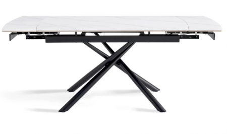 Стол раскладной CRV- Alba,Pure white ceramic top black base, 140 см