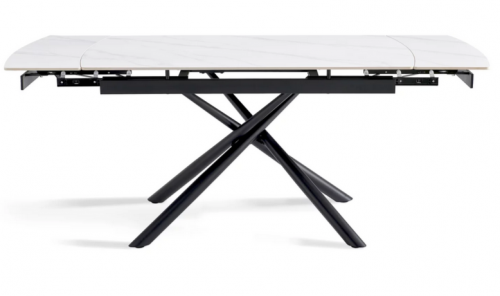 Стол раскладной CRV- Alba,Pure white ceramic top black base, 140 см