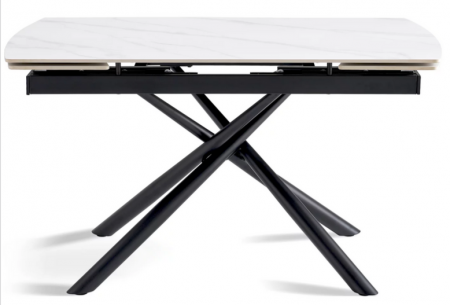 Стол раскладной CRV- Alba,Pure white ceramic top black base, 140 см
