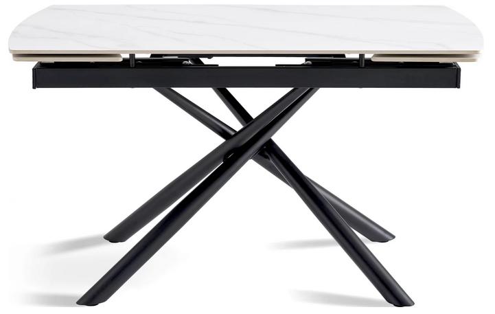 Стол раскладной CRV- Alba,Pure white ceramic top black base, 140 см