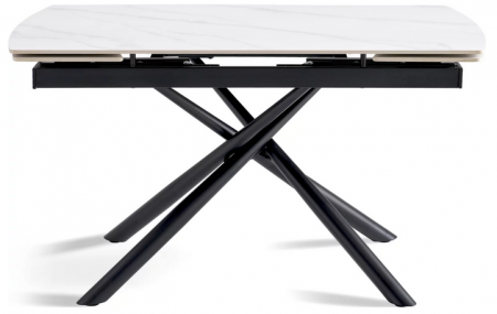 Стол раскладной CRV- Alba,Pure white ceramic top black base, 140 см