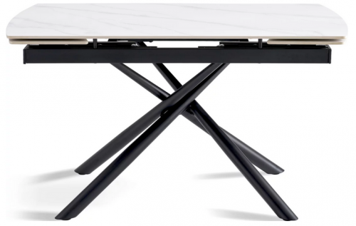 Стол раскладной CRV- Alba,Pure white ceramic top black base, 140 см