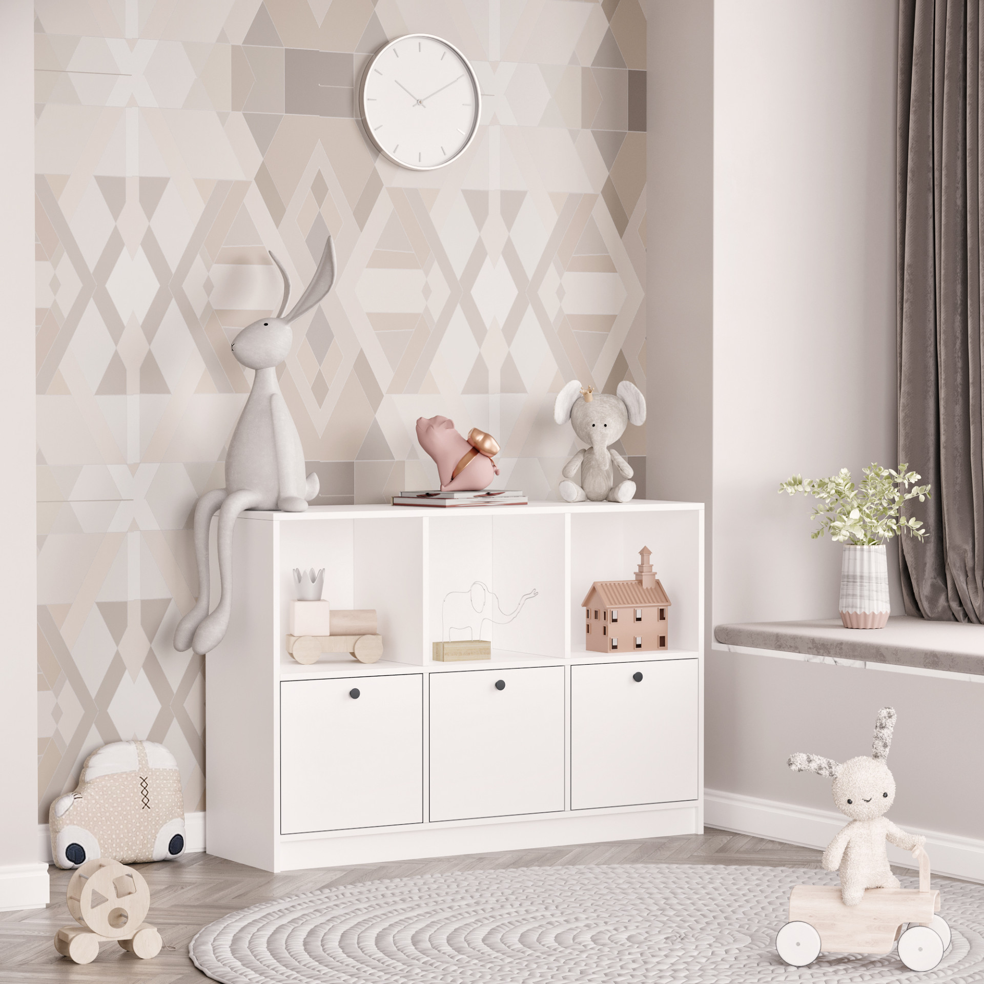 Стеллаж детский с ящиками 87х120х35 см KOD- ШК-3 ящ-дет