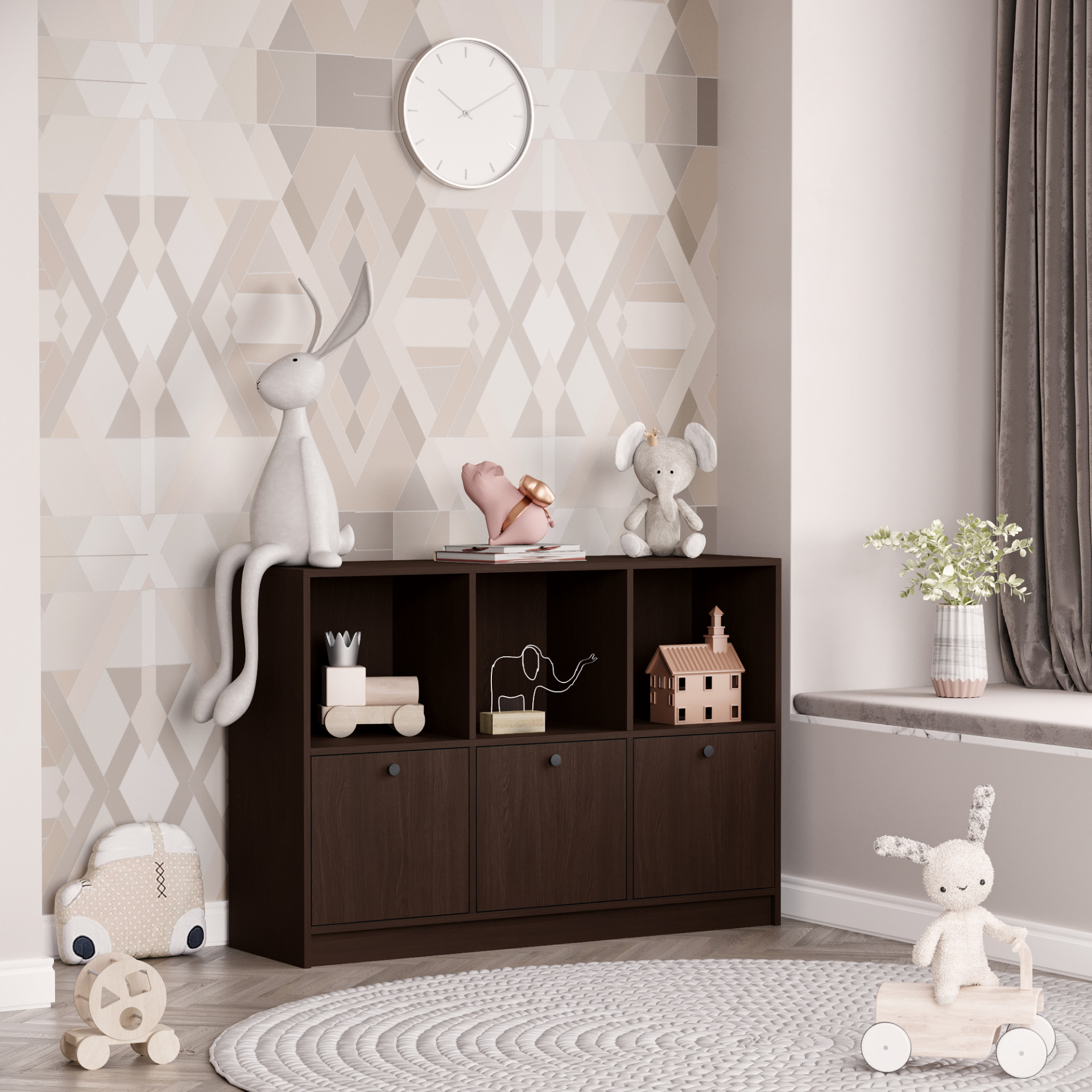 Стеллаж детский с ящиками 87х120х35 см KOD- ШК-3 ящ-дет