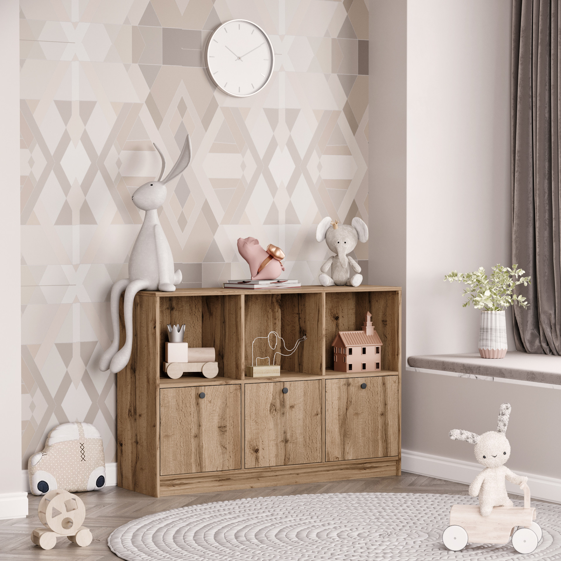 Стеллаж детский с ящиками 87х120х35 см KOD- ШК-3 ящ-дет