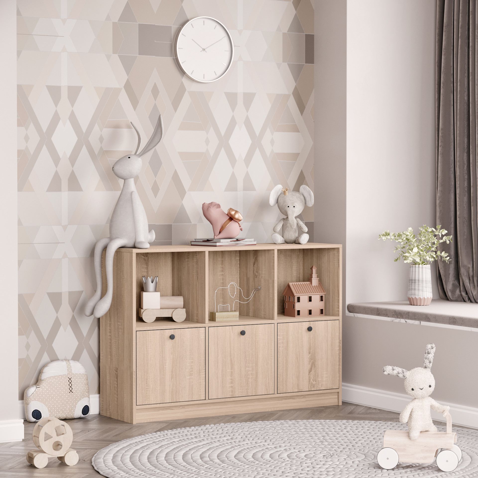 Стеллаж детский с ящиками 87х120х35 см KOD- ШК-3 ящ-дет