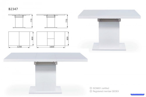 Стол раскладной EXI- B2347 (белый глянец)
