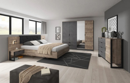 Тумбы прикроватные с подсветкой Perfect Home Арден / Arden с 2 ящиками 1S/52 Дуб санд гранж/матера