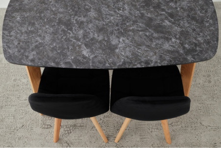 Кухонный комплект Ont- Винцензо 120 мрамор черный стол + 4 Стула Bora