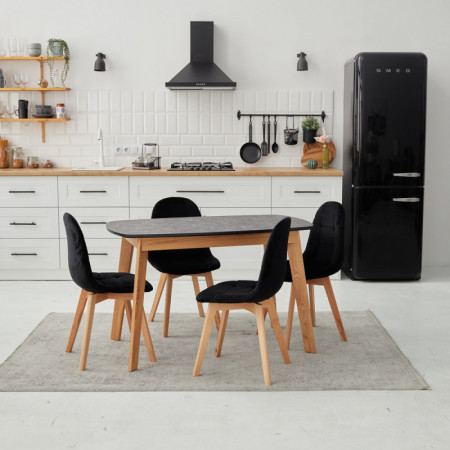 Кухонный комплект Ont- Винцензо 120 мрамор черный стол + 4 Стула Bora