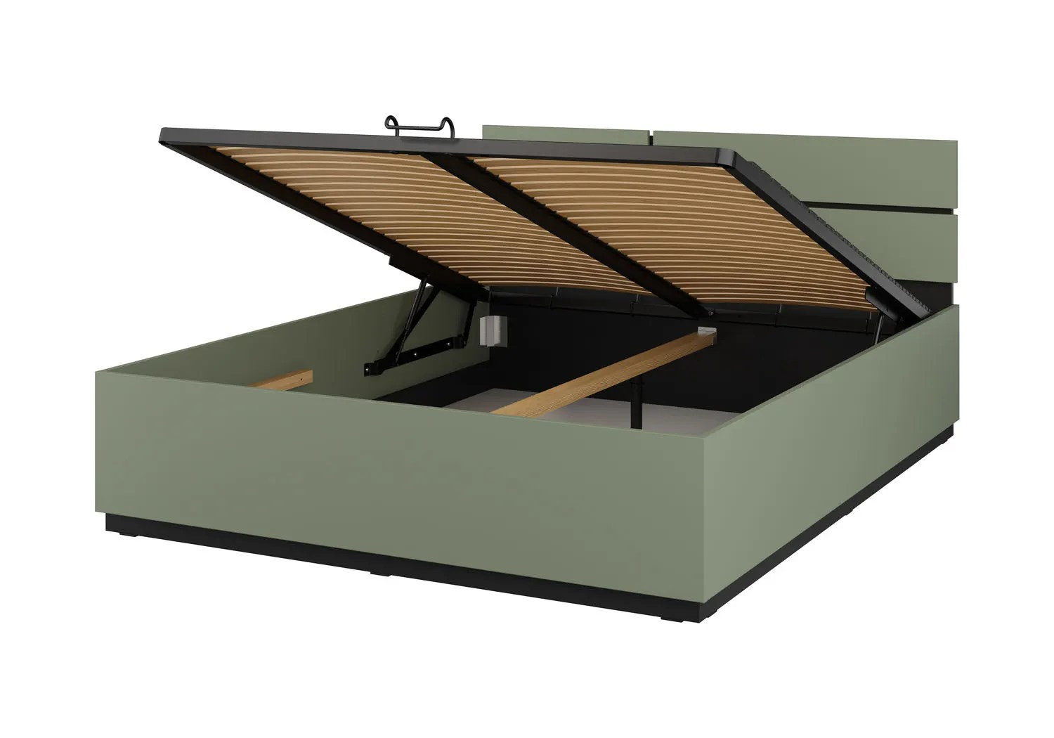 Кровать с газовым подъемником Helvetia CROSS S (дымчатый зеленый/черный)