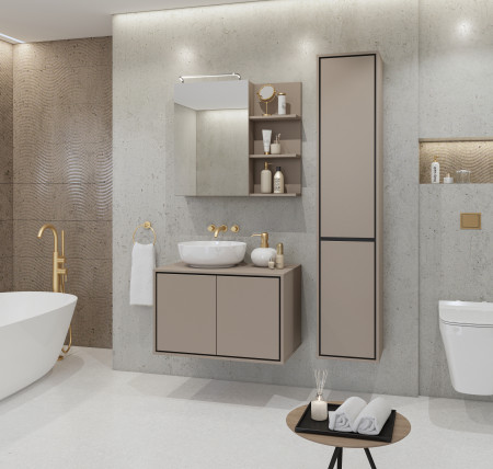 Шкаф настенный на 1 дверь с зеркалом для ванной Helvetia IRVINE 30CWNP20 (конго)