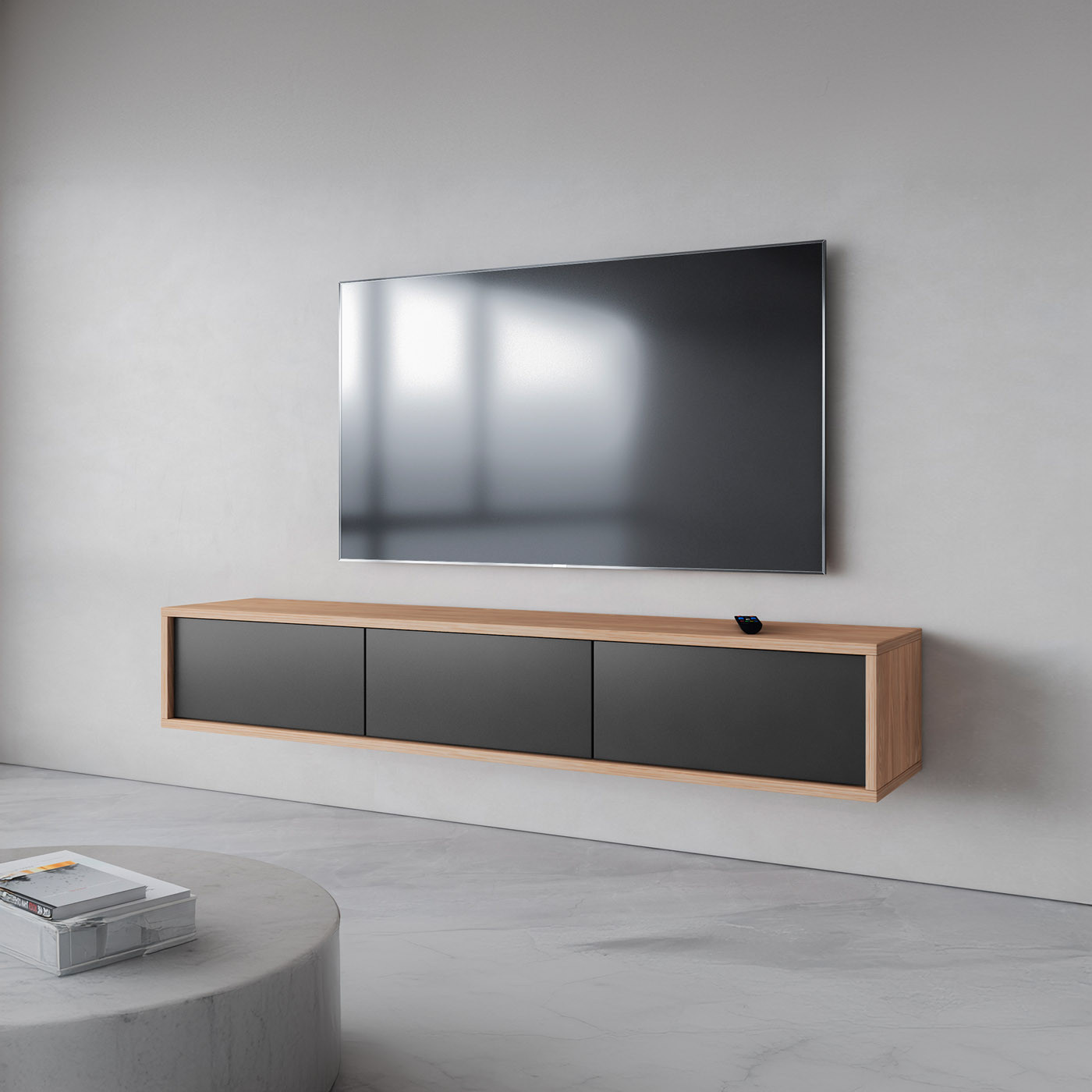 Тумба под телевизор навесная Helvetia FRIDA 24DJMT38 (дуб промасленный/антрацит)