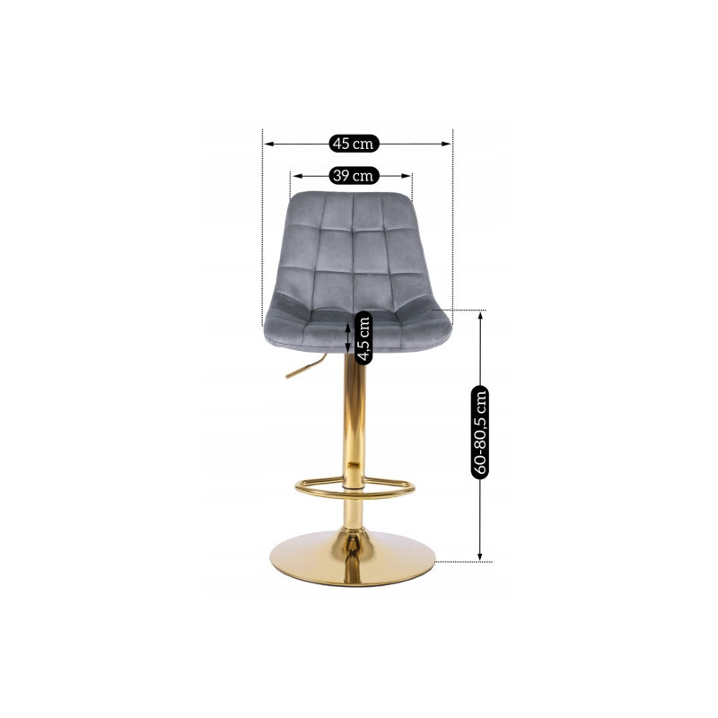 Барный стул MEBEL ELITE Arcos (велюр серый, золотая опора)