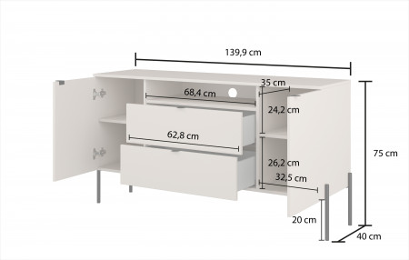 Комод на 2 двери и 2 ящика Helvetia ORE 24LGOG26 (дуб Линдберга)