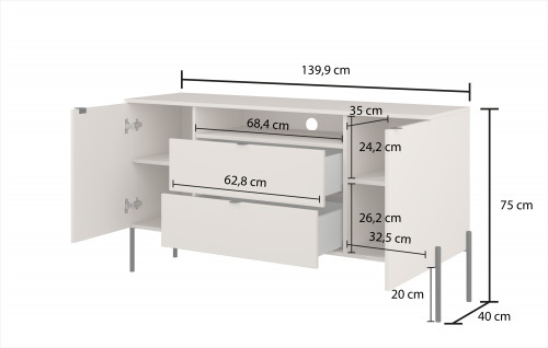 Комод на 2 двери и 2 ящика Helvetia ORE 24LGOG26 (дуб Линдберга)
