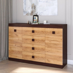 Большой комод EVR- Соната-8 венге + фасад крафт золотой