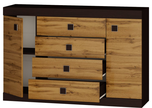 Большой комод EVR- Соната-8 венге + фасад крафт золотой