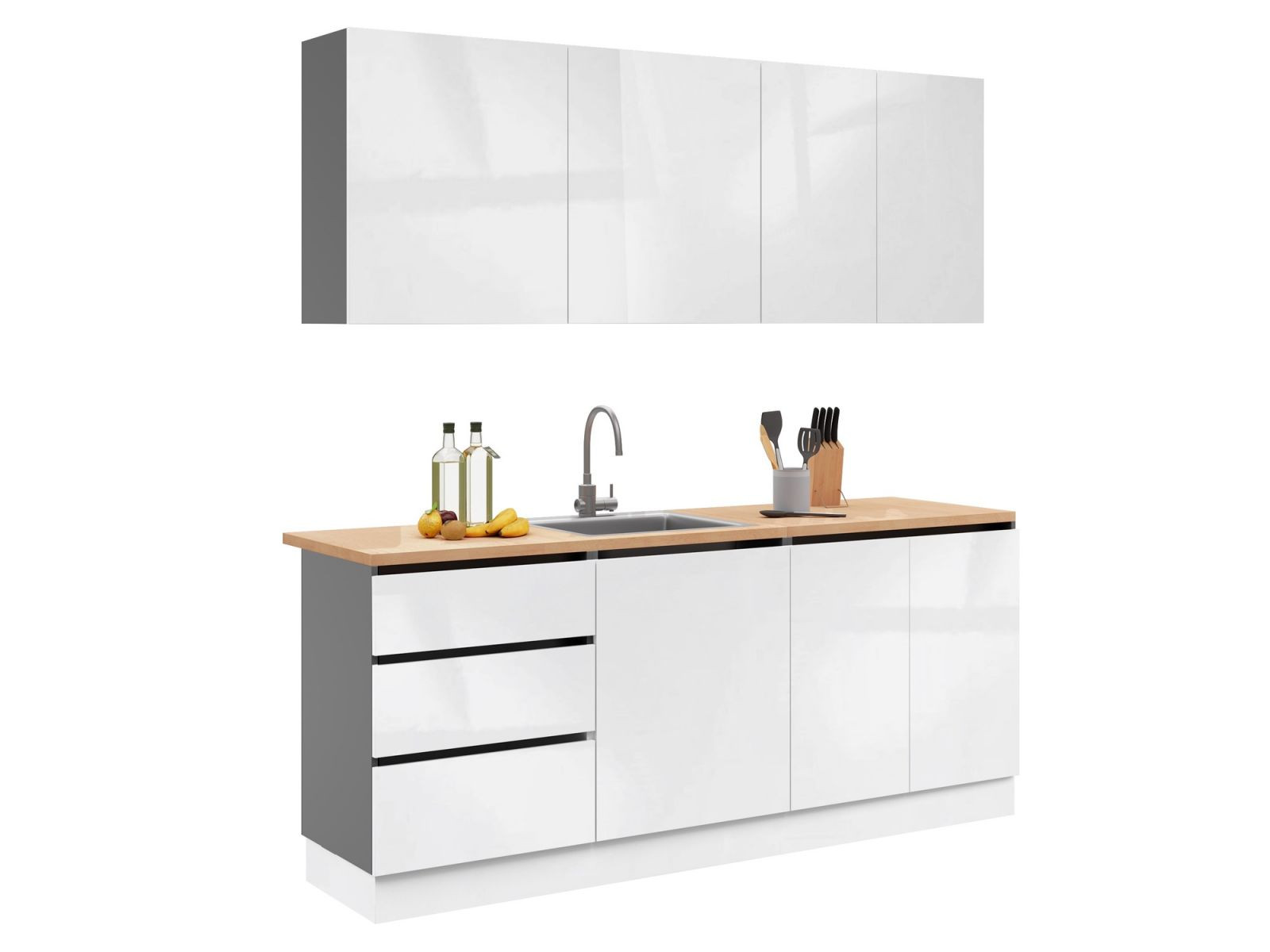 Кухня EMB- Asti ( Асти) 2 метра Белый платиновый