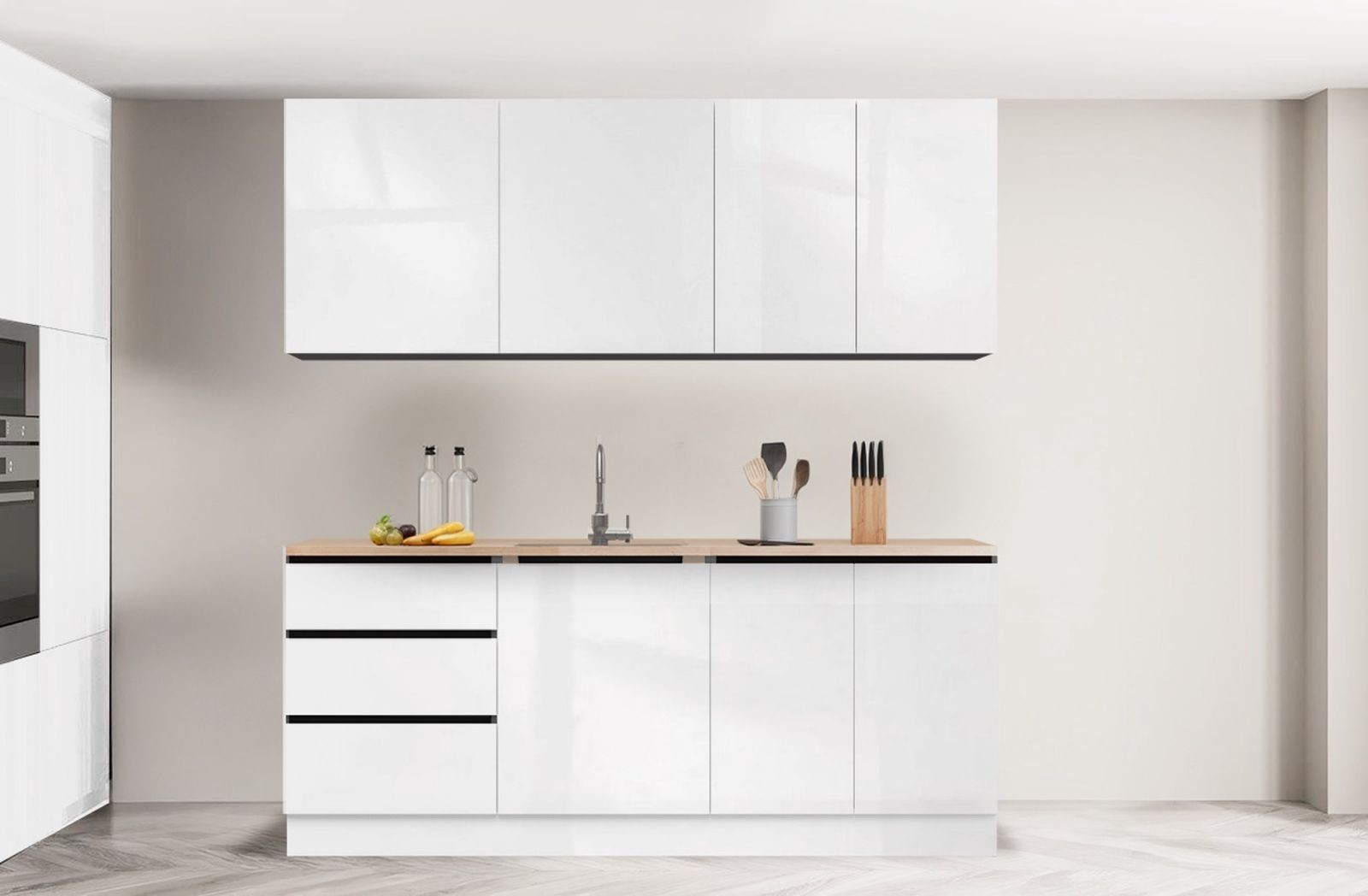 Кухня EMB- Asti ( Асти) 2 метра Белый платиновый