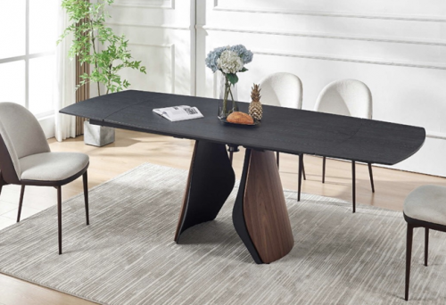 Стол керамика 2,4 м Elt- B5A033 ножки черный + орех, столешница (черная, бежевая)