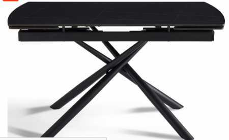 Стол раскладной CRV- Alba,Charcoal black ceramic top black base,140 см, черный