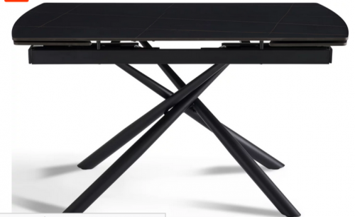 Стол раскладной CRV- Alba,Charcoal black ceramic top black base,140 см, черный